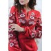 Embroidered blouse "Flower Ornament" White on Red